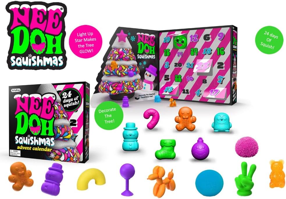 Squishmas Advent Calendar - 24 Mini Squeeze Toys - Christmas Countdown